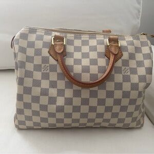 Preloved Louis Vuitton Damier Azur Speedy 25 With Entrupy COA
